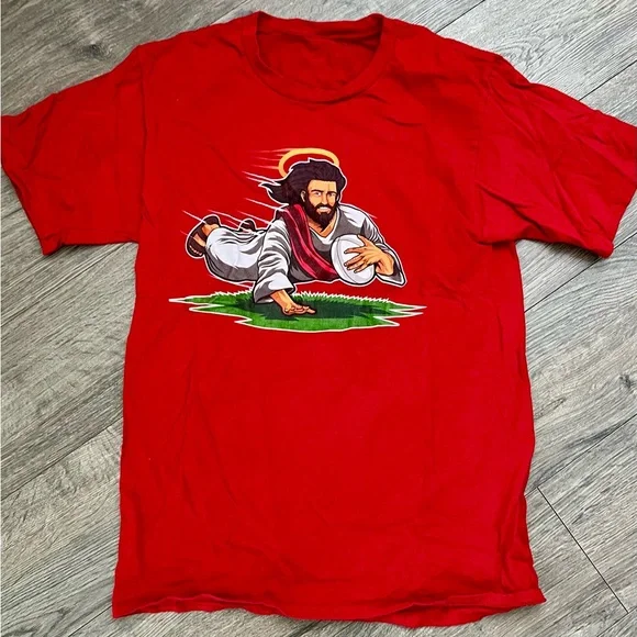 Jesus Rugby Tee Youth Large Adult Small Red Shirt boys girls men’s women’s - Picture 1 of 2